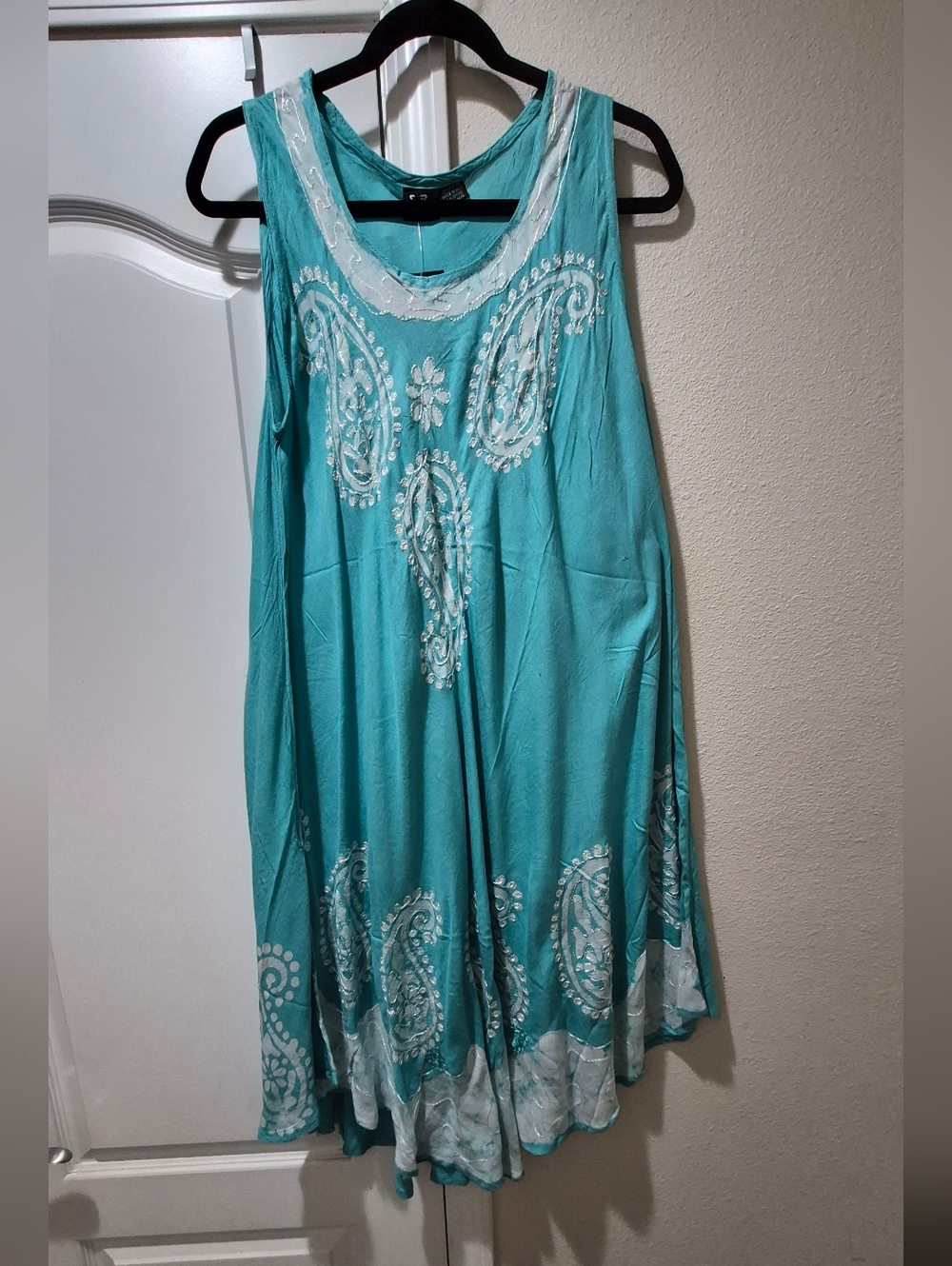 S.R. Fashions Teal Embroidered Boho Tunic Dress Free/One Size NWT